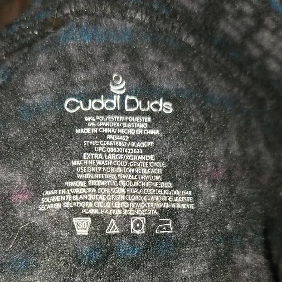 Cuddl Duds Black Patterned Leggings - Picture 2 of 4